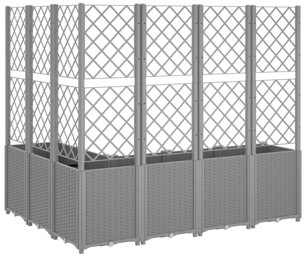 világosszürke PP rácsos kerti ültetőláda 160 x 120 x 140 cm