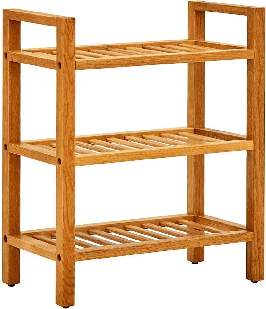 vidaXL tömör tölgyfa cipőtartó 3 polccal 50 x 27 x 60 cm