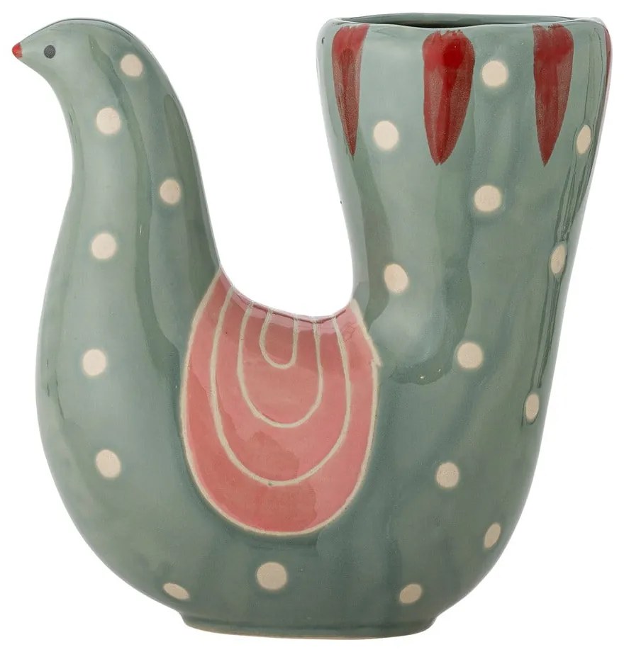 Zöld agyagkerámia kézzel festett váza (magasság 19 cm) Trudy – Bloomingville