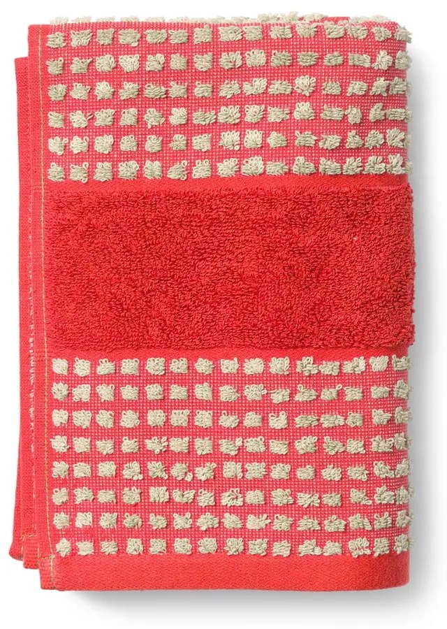 Piros frottír bio pamut törölköző 50x100 cm Check – JUNA