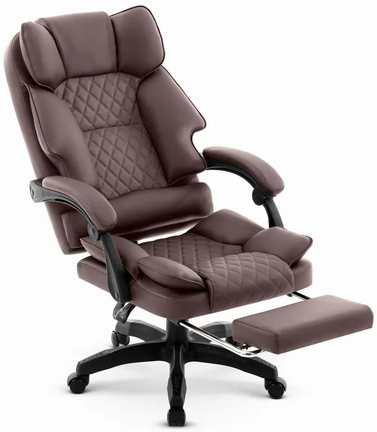 HC-1031 ergonomikus irodai szék öko-bőrből, lábtartóval - barna színben