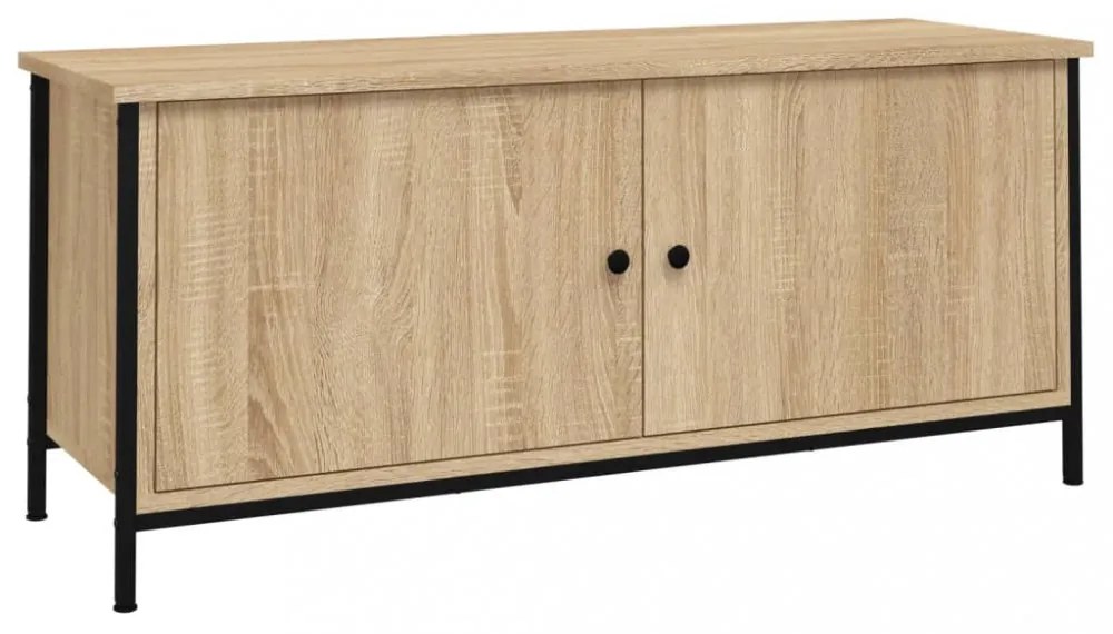 sonoma tölgyszínű szerelt fa TV-szekrény ajtókkal 102x35x45 cm