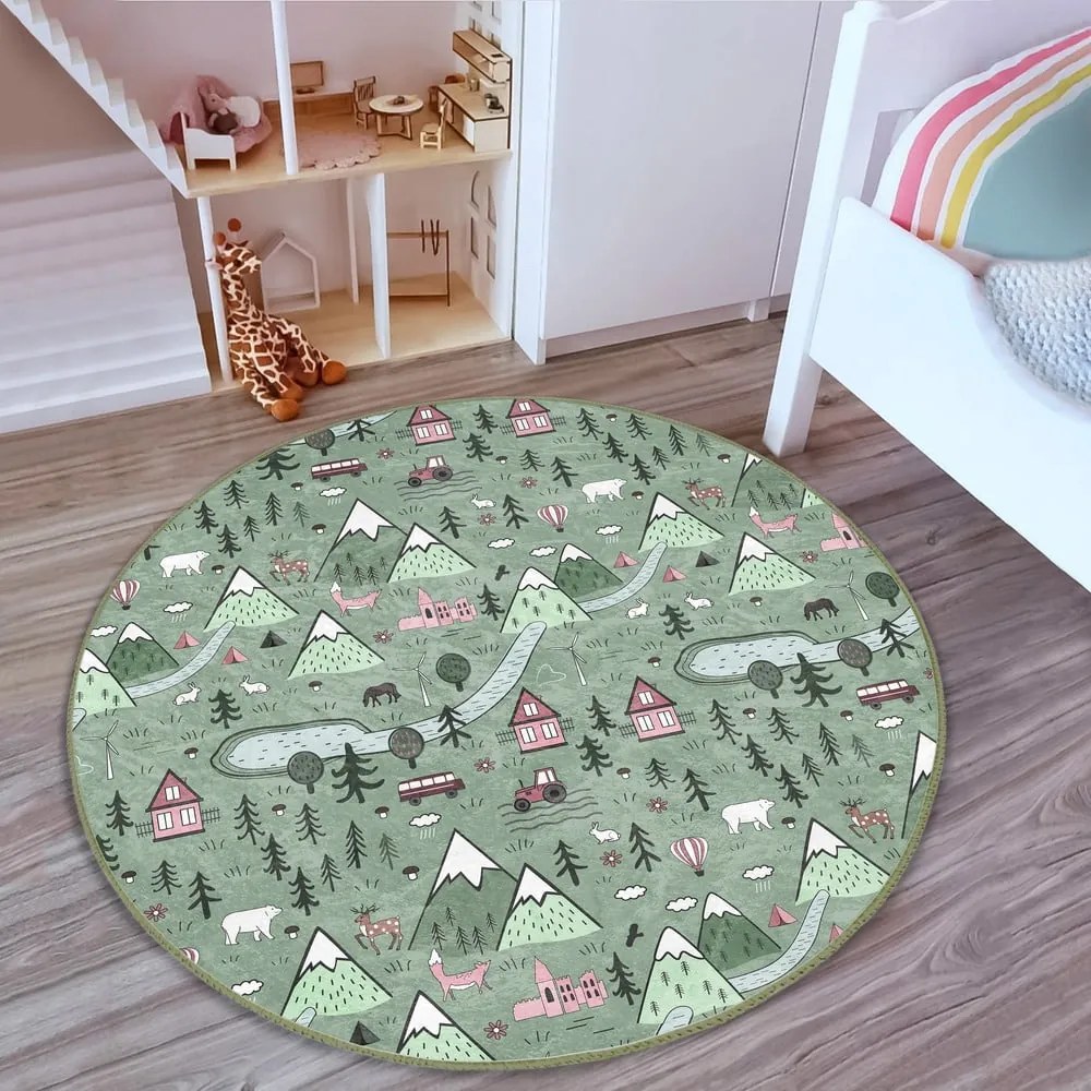 Zöld gyerek szőnyeg ø 120 cm Comfort – Mila Home