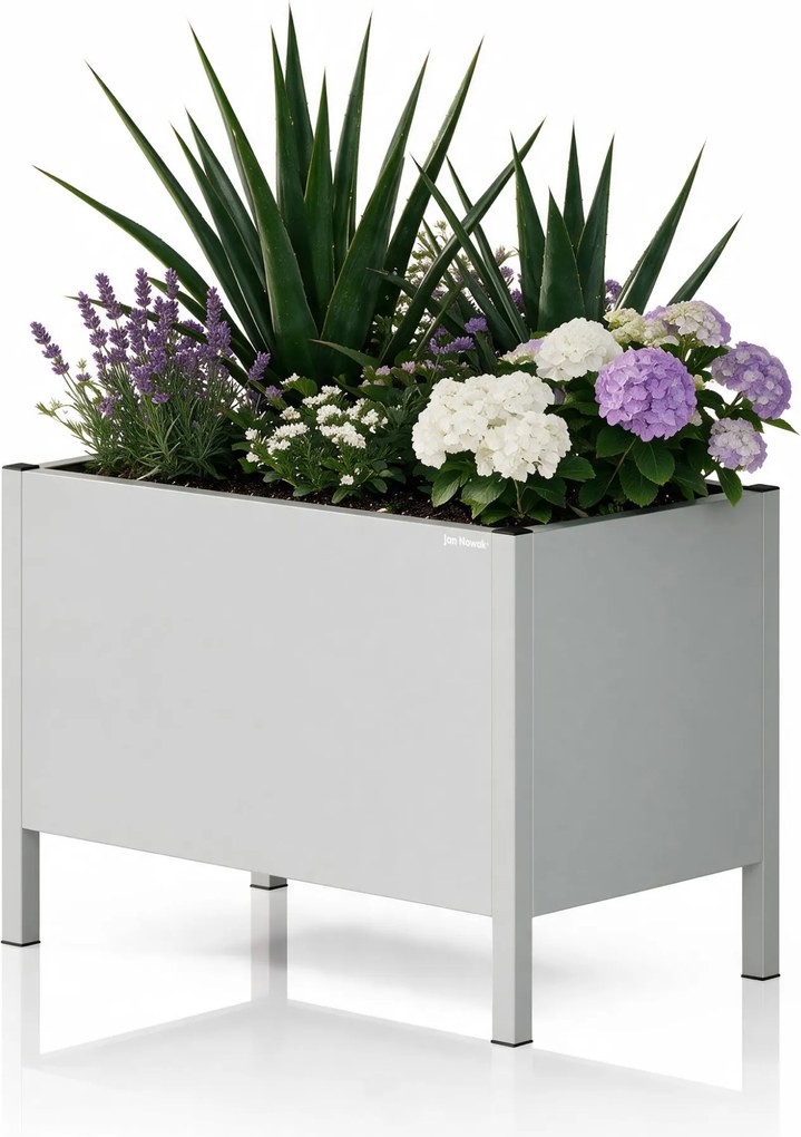 Nagy, szürke fém virágcserép-burkolat: DAISY 500 x 400 x 300 mm