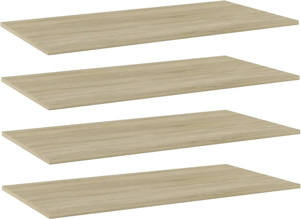 vidaXL 4 db sonoma-tölgy színű forgácslap könyvespolc lap 80x20x1,5 cm
