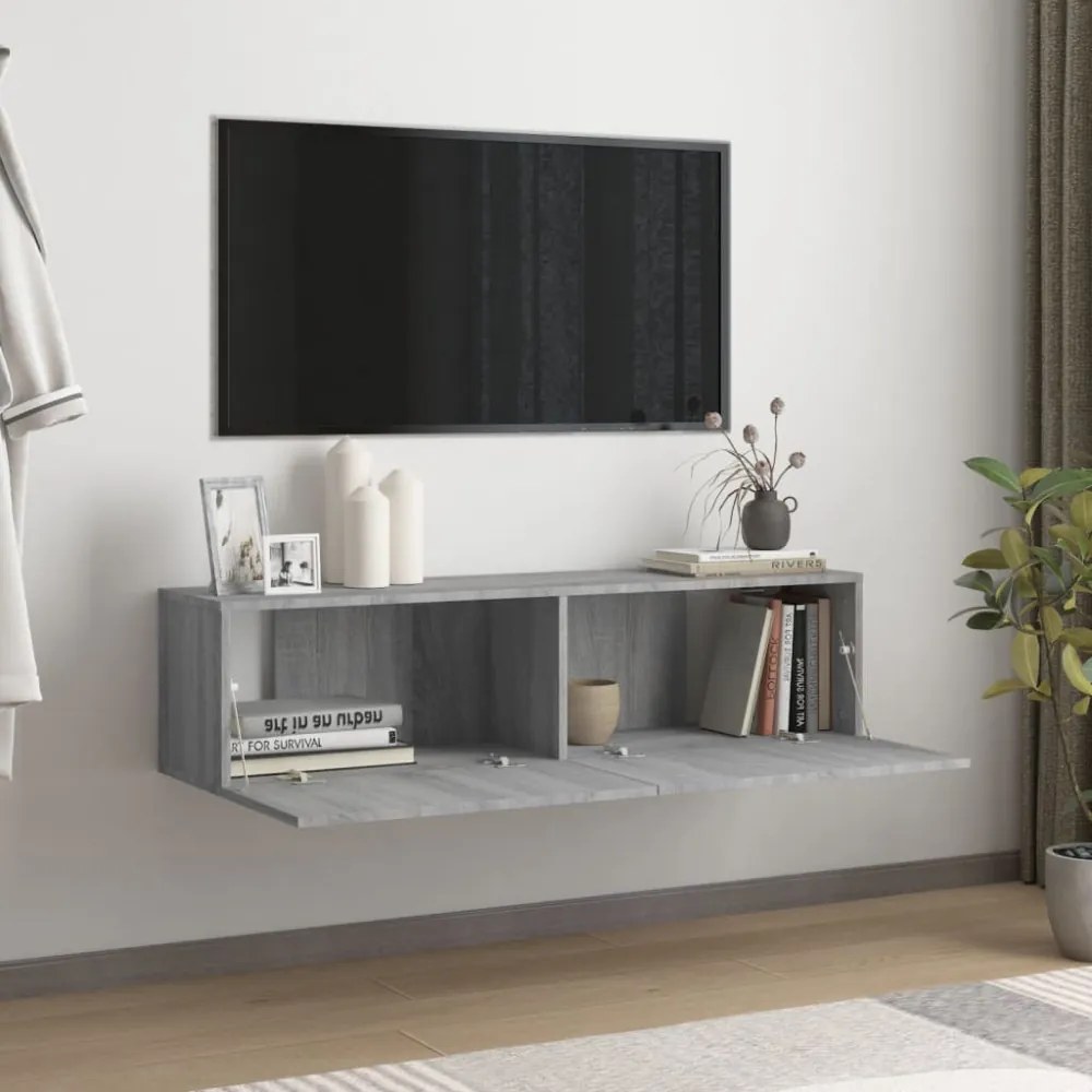 szürke sonoma színű szerelt fa TV-szekrény 120 x 30 x 30 cm