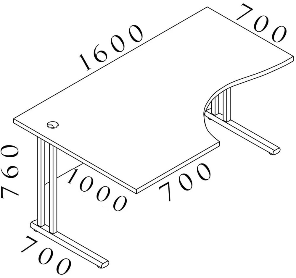 Visio LUX ergonomikus asztal 160 x 100 cm, bal, tölgy