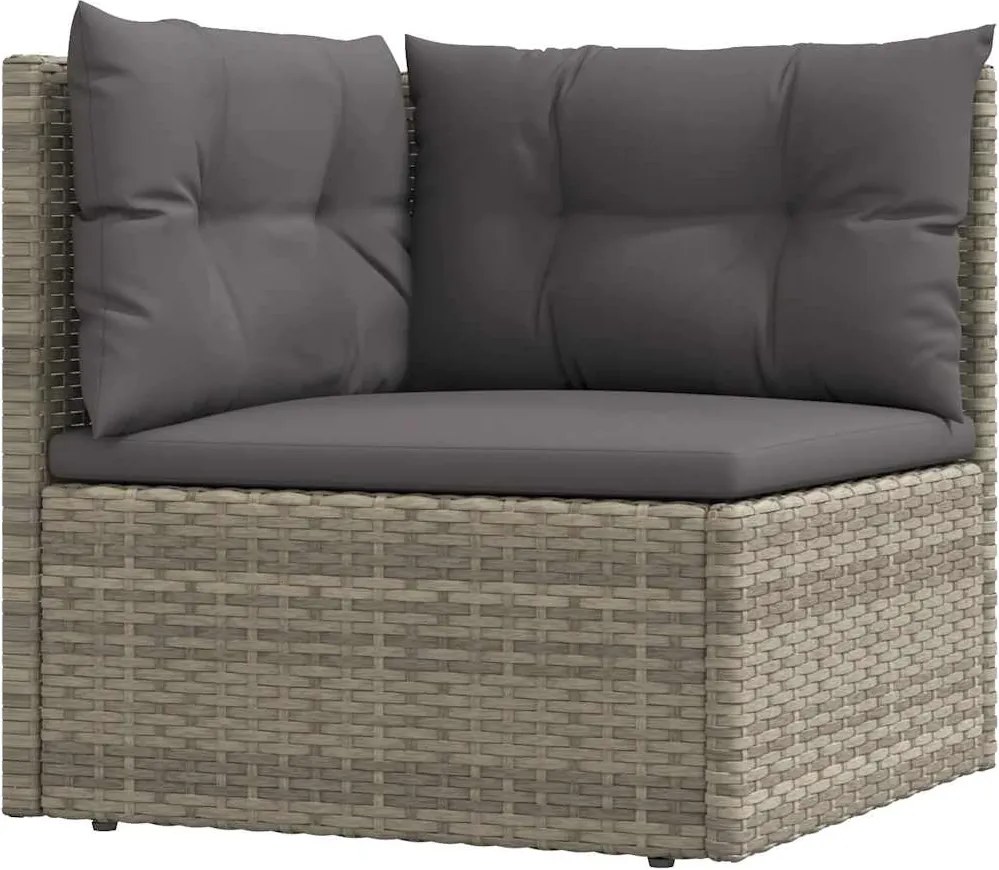 vidaXL szürke polyrattan kerti sarokkanapé párnákkal
