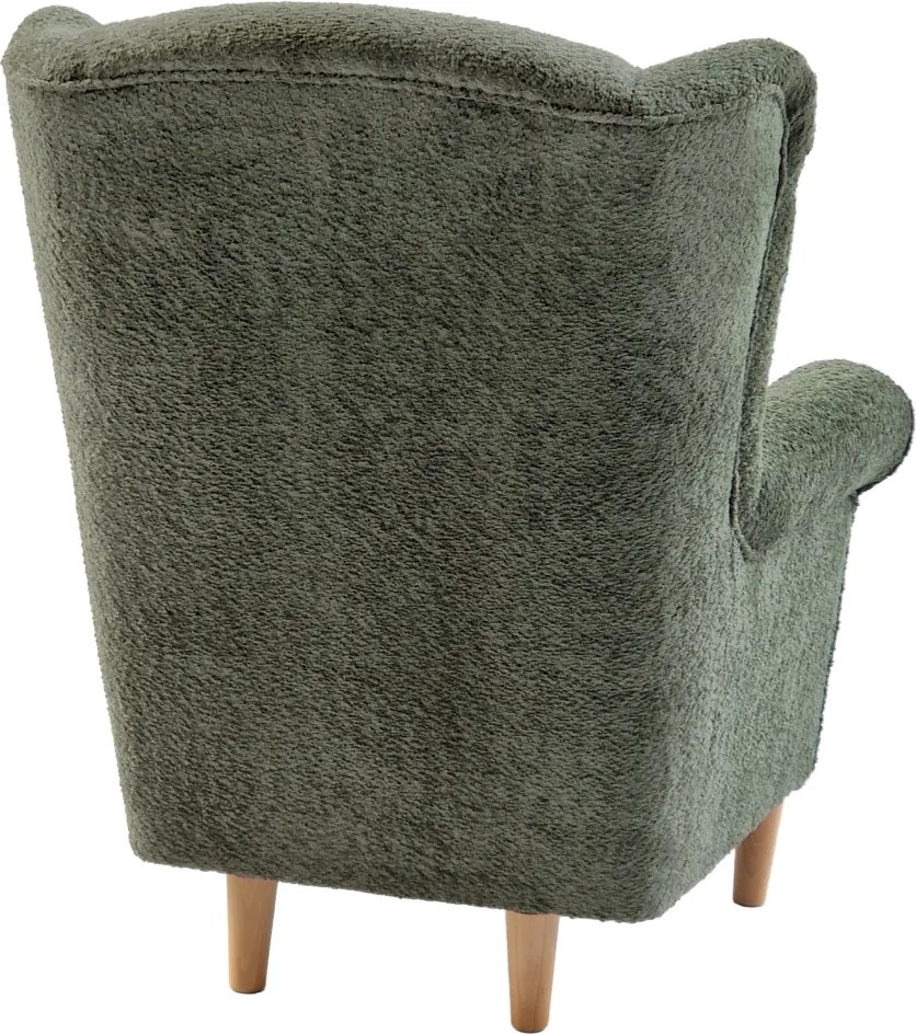 Füles fotel, zöld szövet Coral, CHARLOT