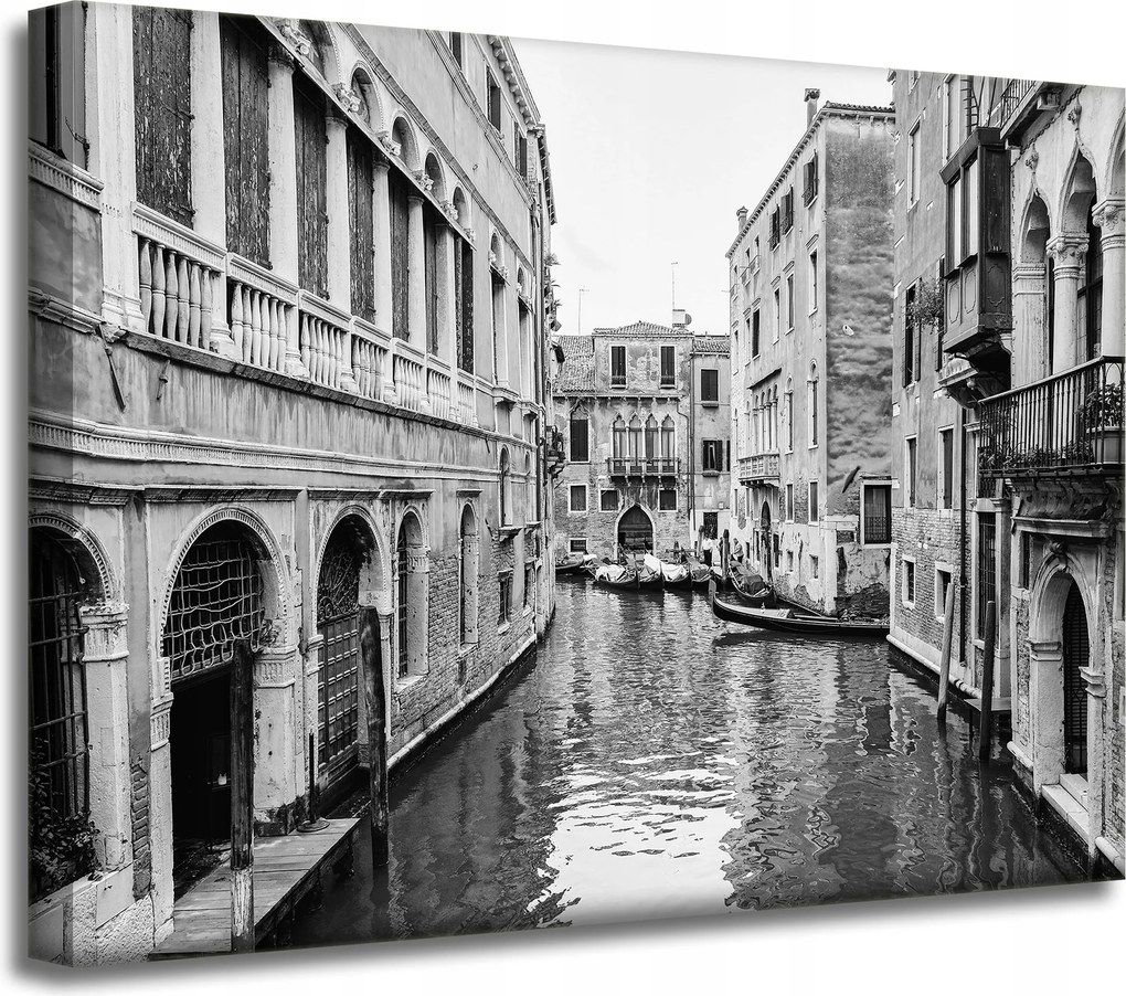 Vászonkép Velence város fekete-fehér 40X30