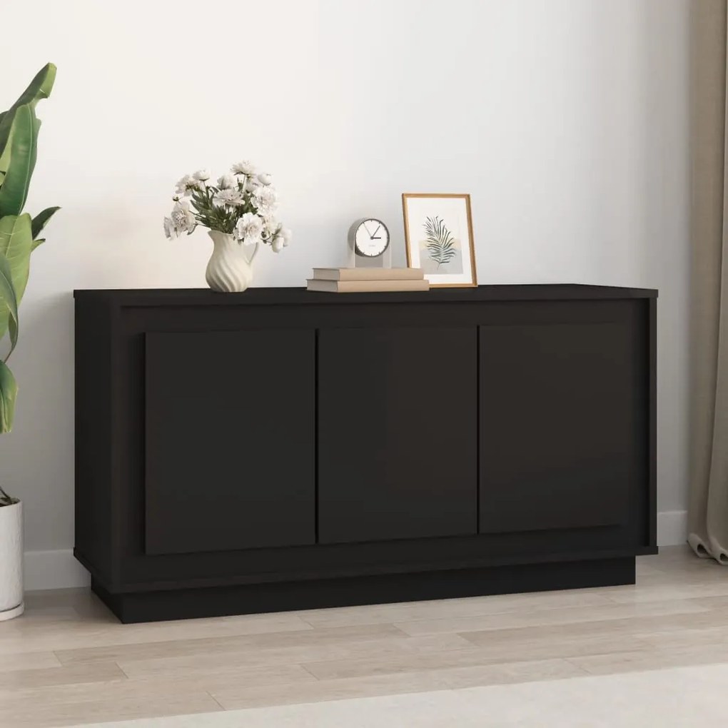 fekete szerelt fa tálalószekrény 102x35x55 cm