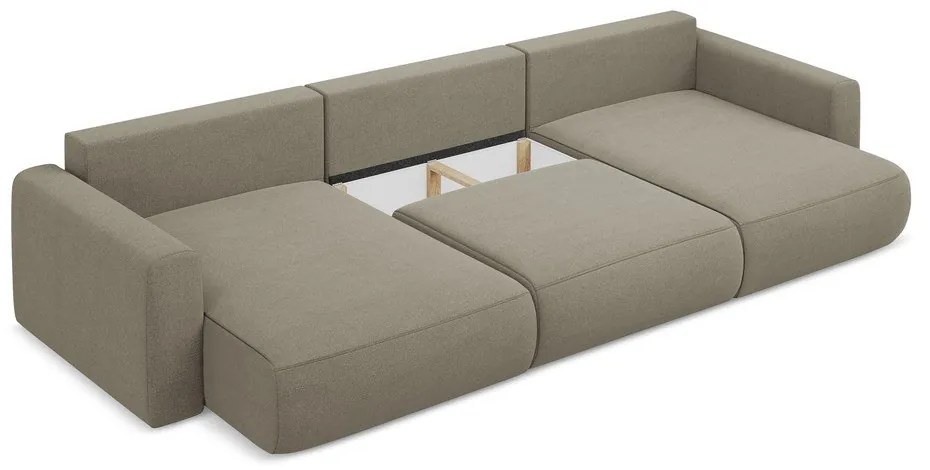Világosbarna kinyitható-tárolóhelyes (U alakú) sarokkanapé Kapua – Makamii