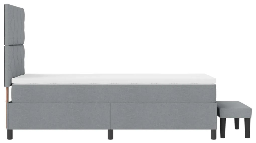 Box Spring Ágy matraccal és pad Light Grey 90x190 cm Szövet