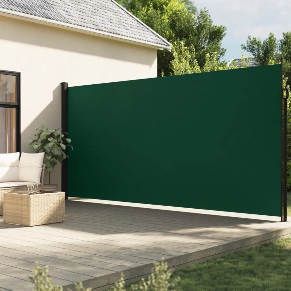 sötétzöld behúzható oldalsó napellenző 200 x 500 cm