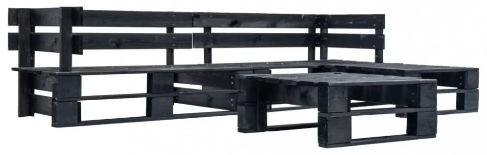 4 részes fsc fa kerti raklap-ülőgarnitúra szürke párnákkal