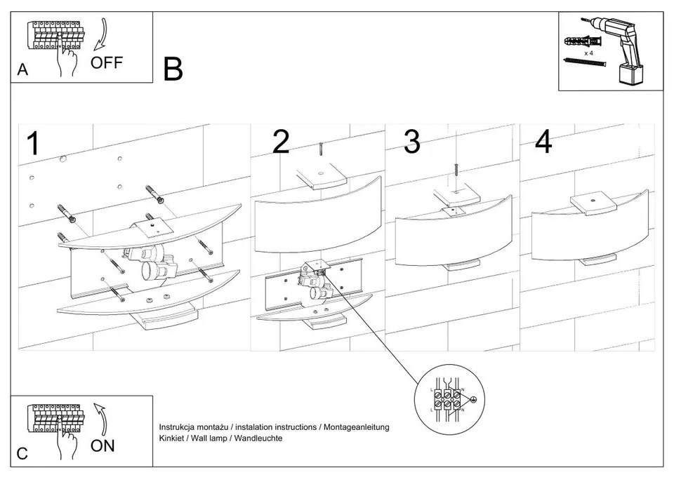 Fehér fali lámpa Eva – Sollux