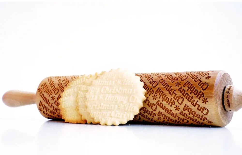 Happy Christmass karácsonyi dombornyomott sodrófa - Valek