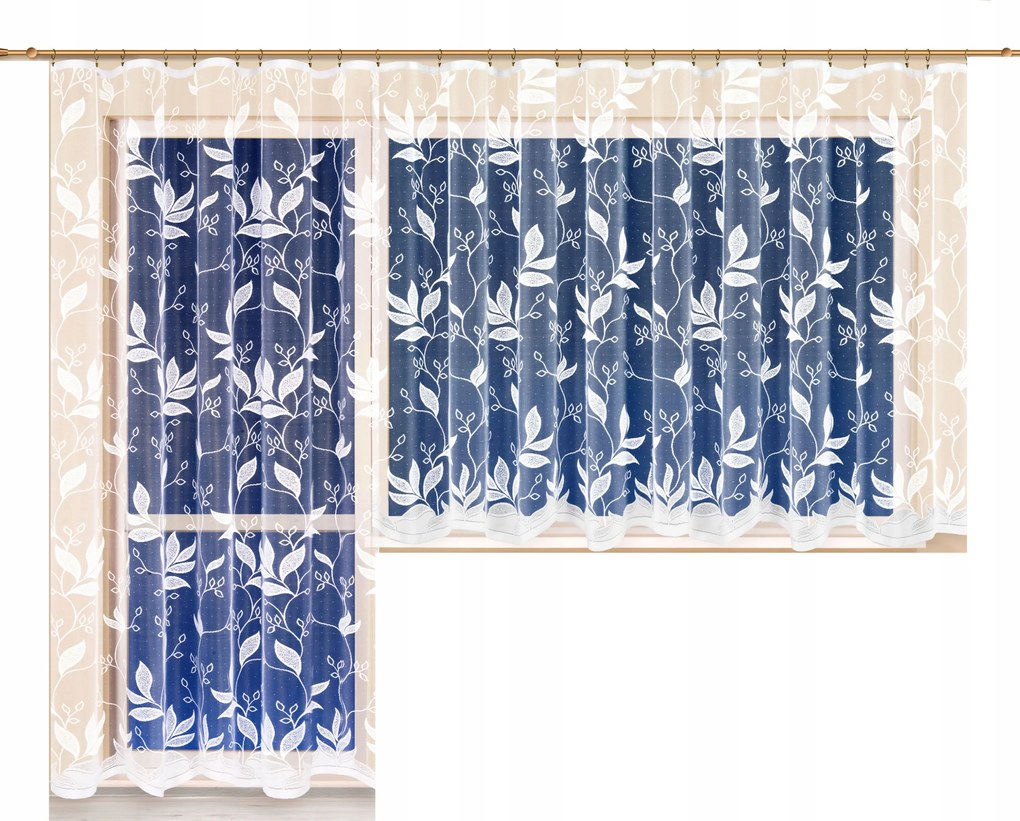 Mg Függöny jacquard 4535 Fehér 350X125 kész szalaggal