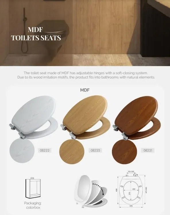 BISK Erga, WC-ülőke MDF-ből, lassan záródó, natúr tölgy, ERG-08223