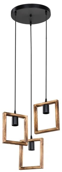 Zuma Line ASZ.1678 - Csillár zsinóron ATRIA 3xE27/20W/230V fenyő/fekete