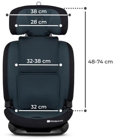 KINDERKRAFT - Autósülés ONETO 3 i-Méret (76-150 cm) + Isofix Graphite fekete