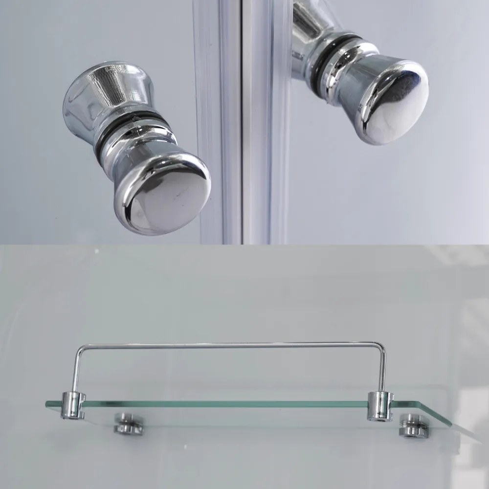 Stuxi Genova 80x80 cm íves két tolóajtós fehér hátfalas zuhanykabin 5 mm üveggel zuhanytálcával és csapteleppel