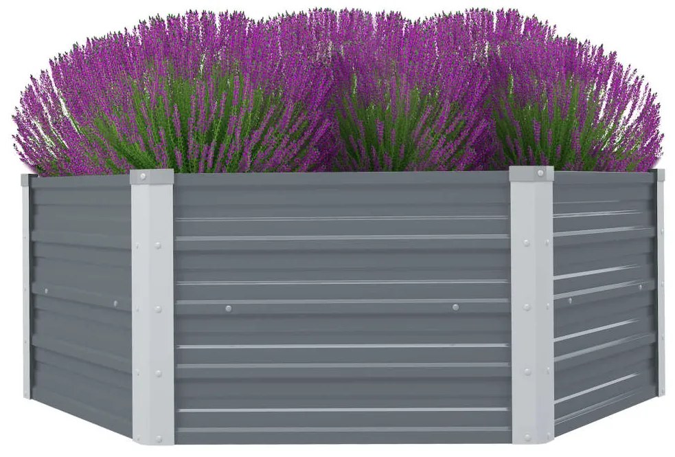 vidaXL Kerti magaságyás horganyzott acélból 129x129x46cm szürke