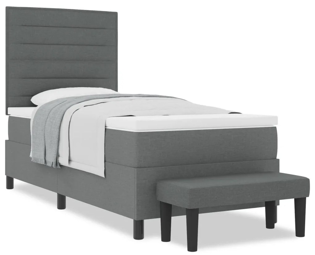 Box Spring Ágy Matraccal és Pad Szürke 90x190 cm Szövet