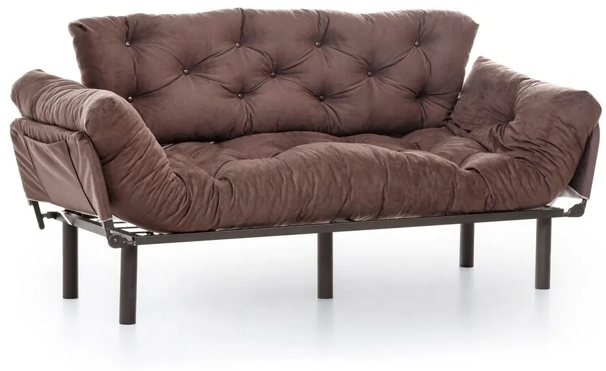 Nitta Triple Kihúzhatós Kanapé, Futon, 3 személyes, 225x70 cm, fém, barna