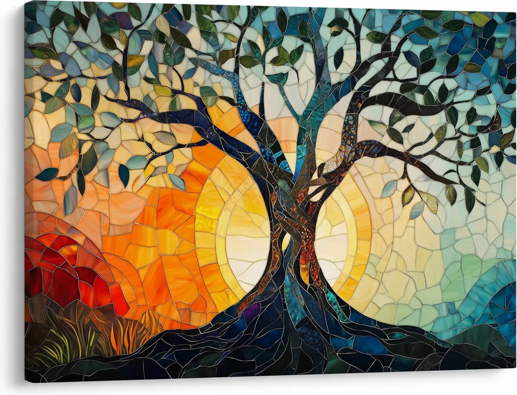 Kép – Mozaik – nap és fa I. (70x50 cm)