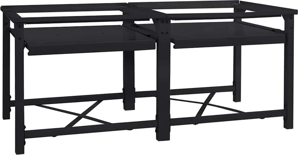 vidaXL Mosógép Talp 2 pcs Fekete 120 x 56 x 52 cm Acél