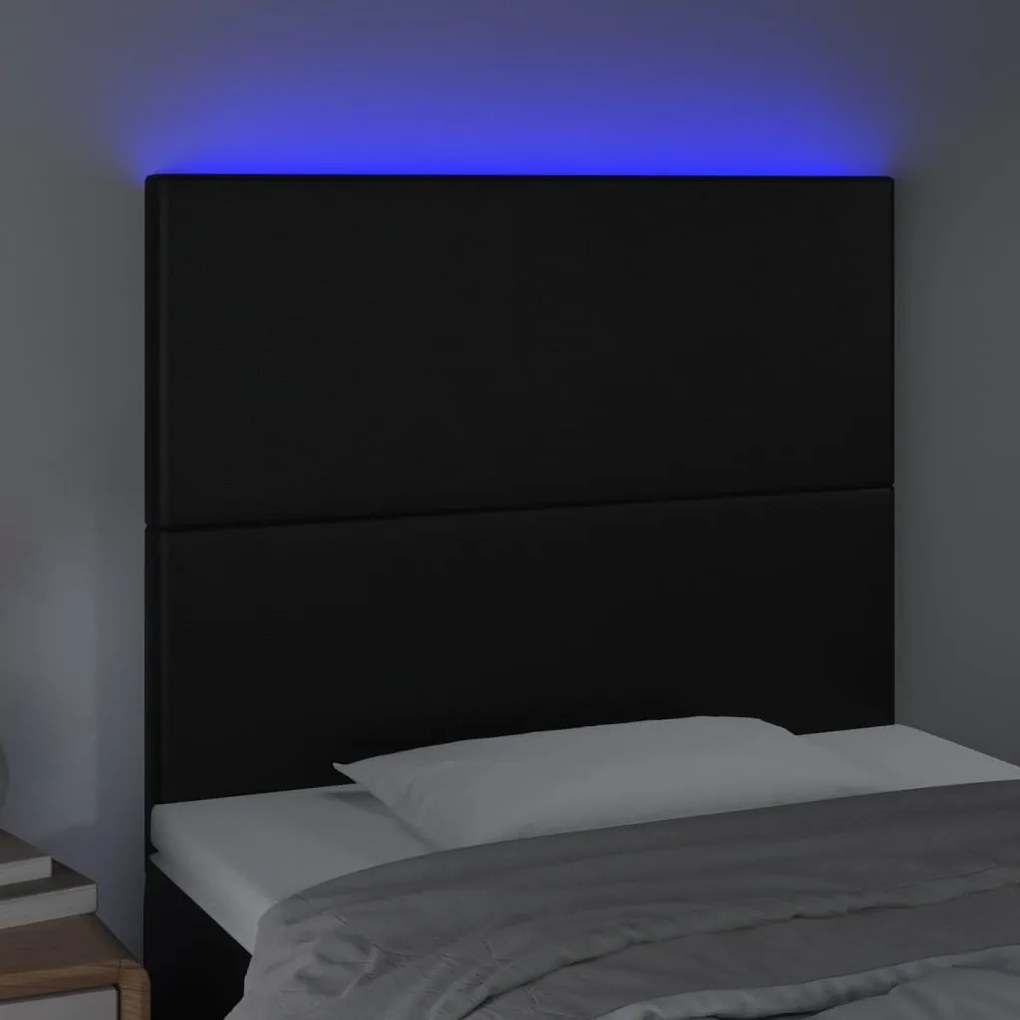 fekete műbőr LED-es fejtámla 90x5x118/128 cm