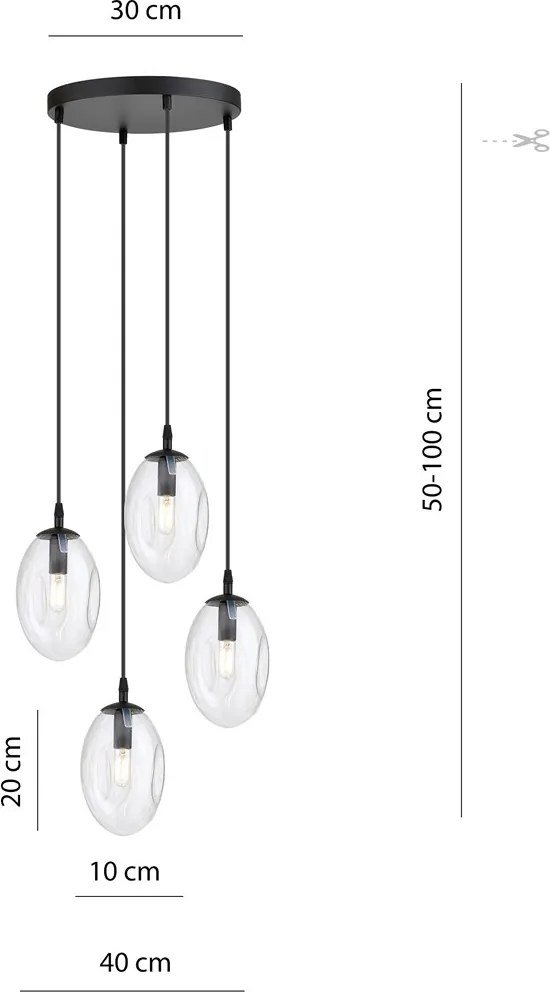Emibig modern függeszték astral fekete átlátszó emi1265/4prem