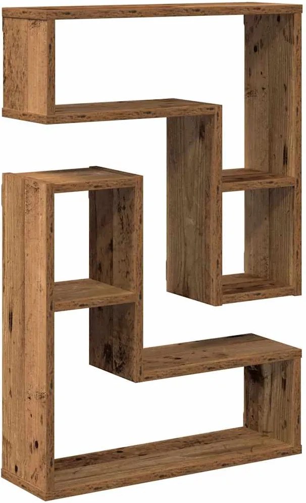 vidaXL 2 db antik fa színű szerelt fa fali kockapolc 50x15x50 cm