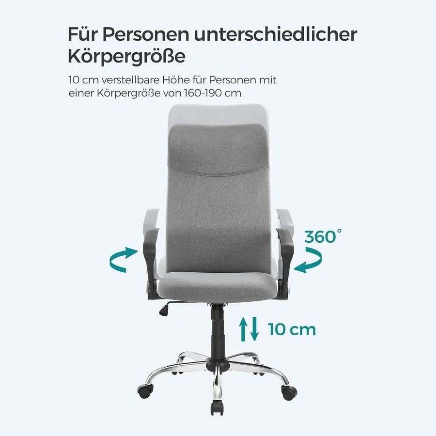Irodai szék, ergonomikus szék párnázott üléssel, szürke