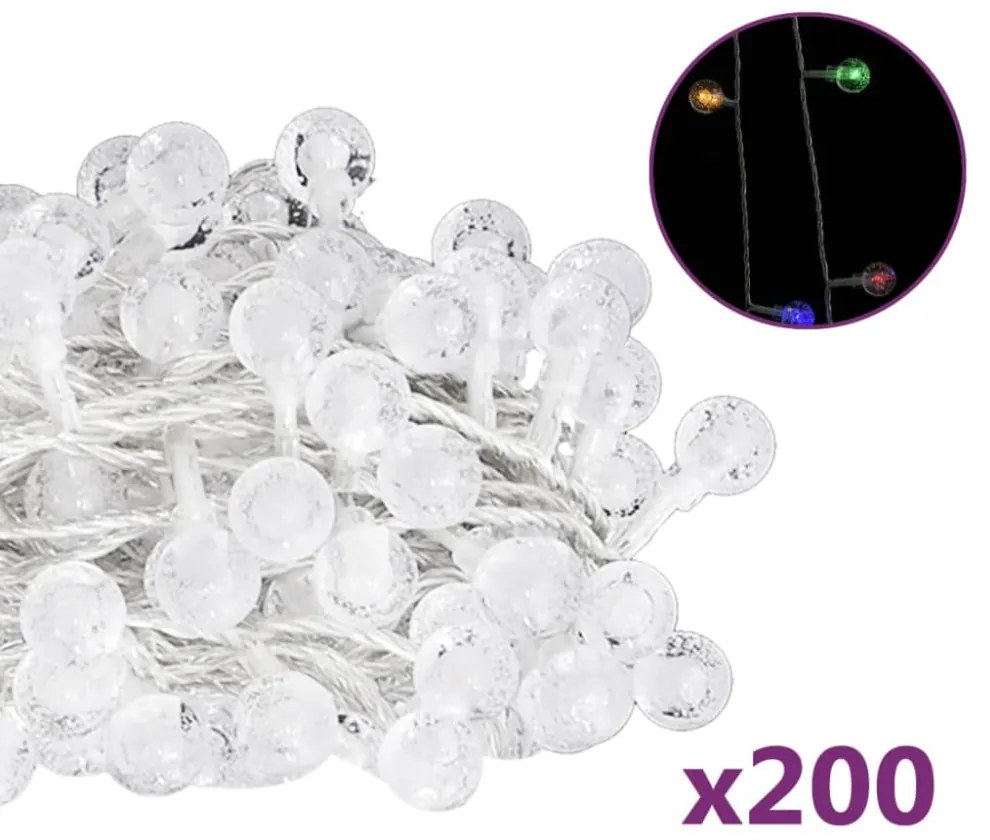 gömb alakú 8 funkciós színes tündérfényfüzér 200 LED-del 20 m