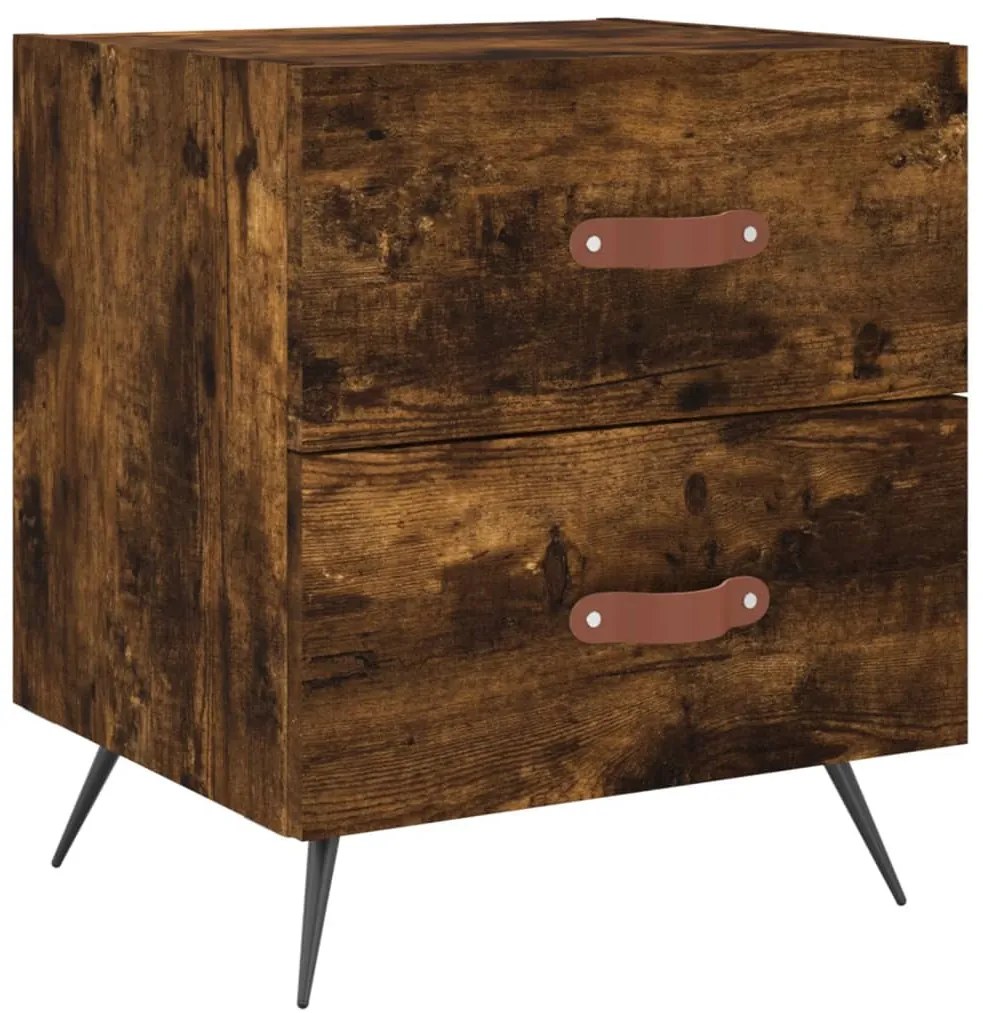 2 db füstös tölgy színű szerelt fa éjjeliszekrény 40x35x47,5 cm