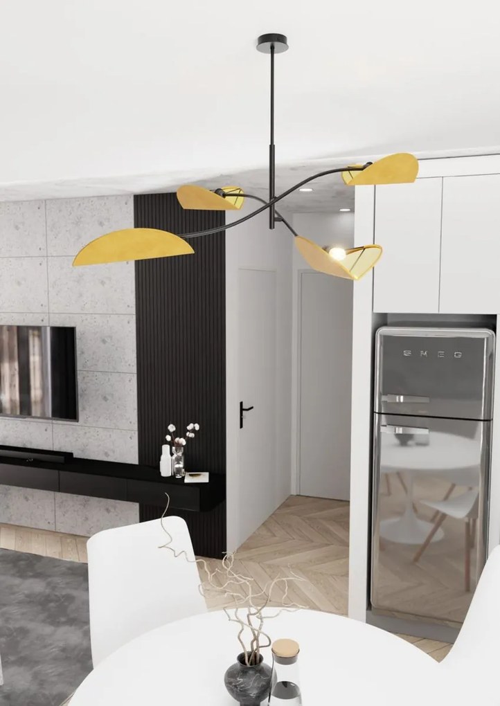Emibig modern mennyezeti lámpa lotus fekete narancs emi1460/4