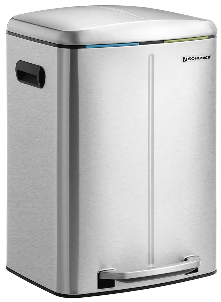 Dupla szemetes, 2 x 20 literes konyhai szemetes, ezüst