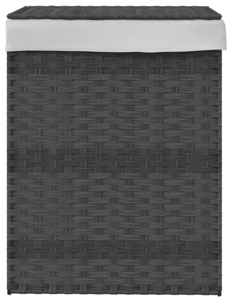 szürke polyrattan szennyeskosár fedéllel 46x33x60 cm
