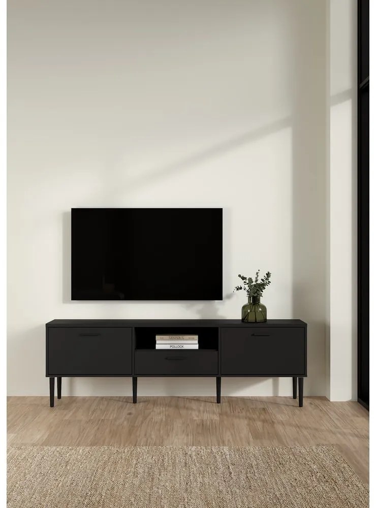 Fekete TV-állvány 177x57 cm Media – Tvilum