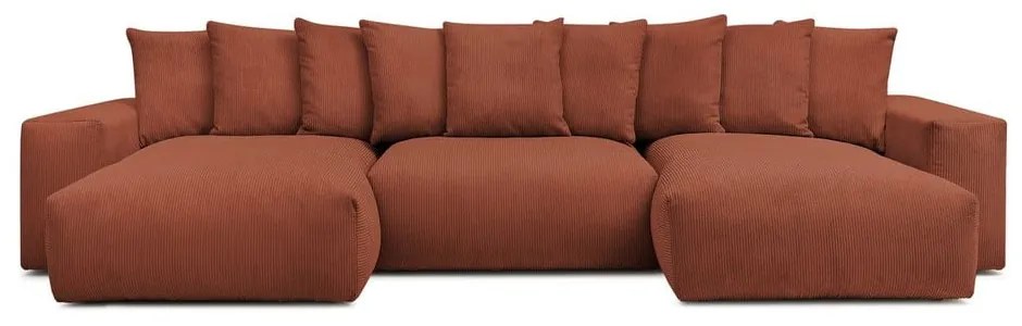 Téglavörös kordbársony sarokkanapé Voltaire – Bobochic Paris
