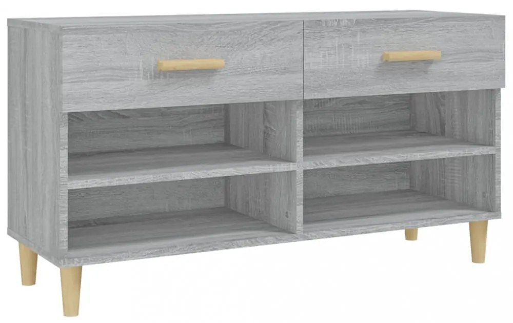 szürke sonoma színű szerelt fa cipőszekrény 102 x 35 x 55 cm