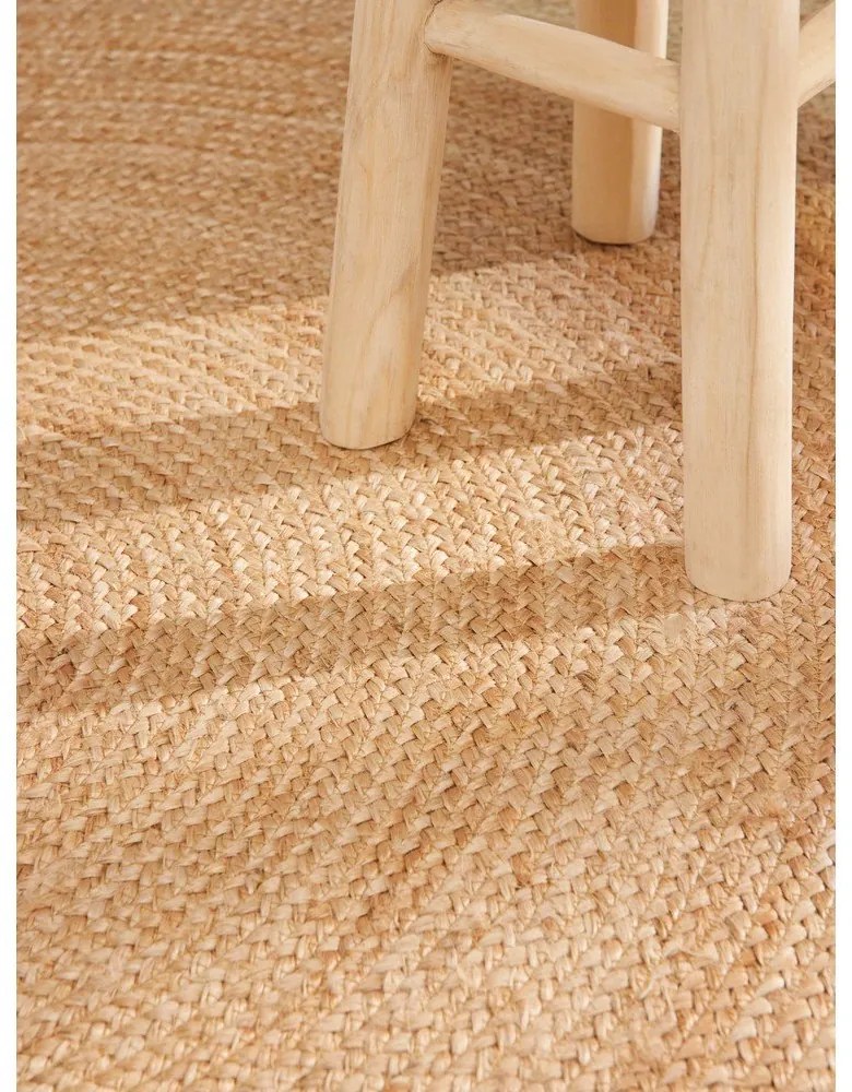 Natúr színű kétoldalas kézi szövésű kerek juta szőnyeg ø 200 cm Jutta Gold – Hanse Home