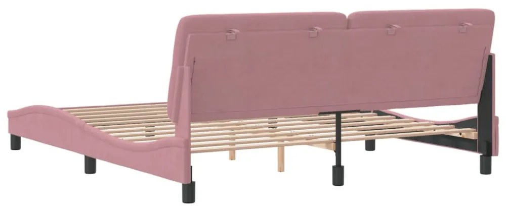 rózsaszín bársony ágykeret matrac nélkül 180 x 200 cm