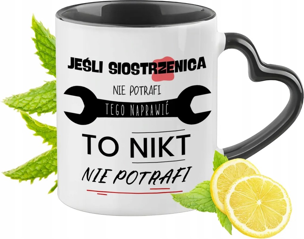 Unokahúgomnak Fekete Bögre Szív Alakú Füllel Ajándék