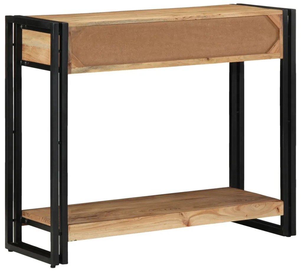 Kisasztal Fekete 90x33x75 cm Tömör akácfa és fém