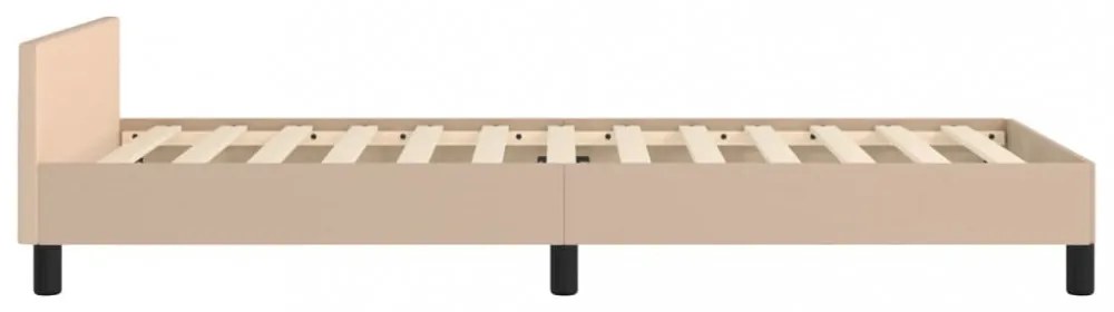 cappuccino színű műbőr ágykeret fejtámlával 90x190 cm