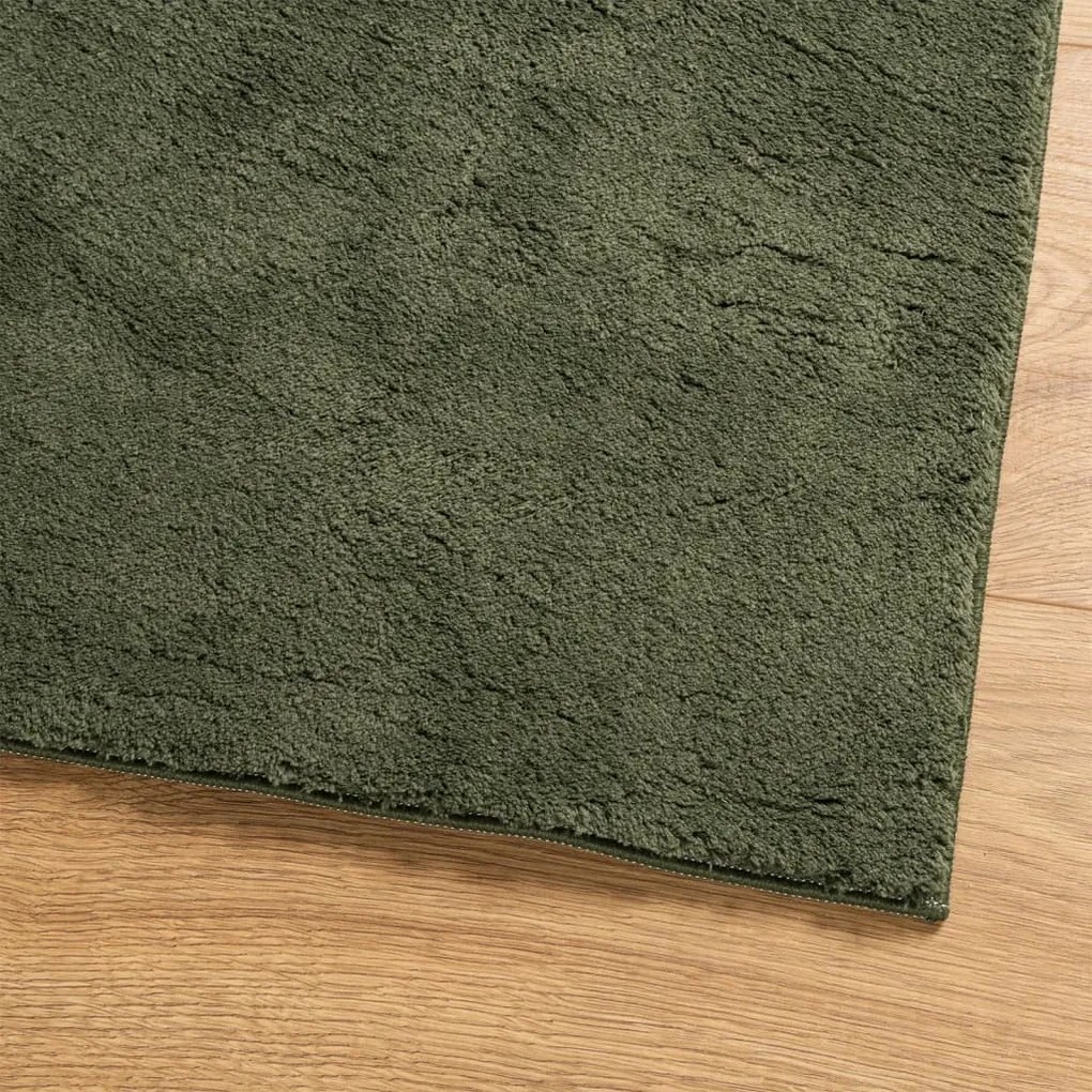 HUARTE erdőzöld rövid szálú puha és mosható szőnyeg 200x200 cm