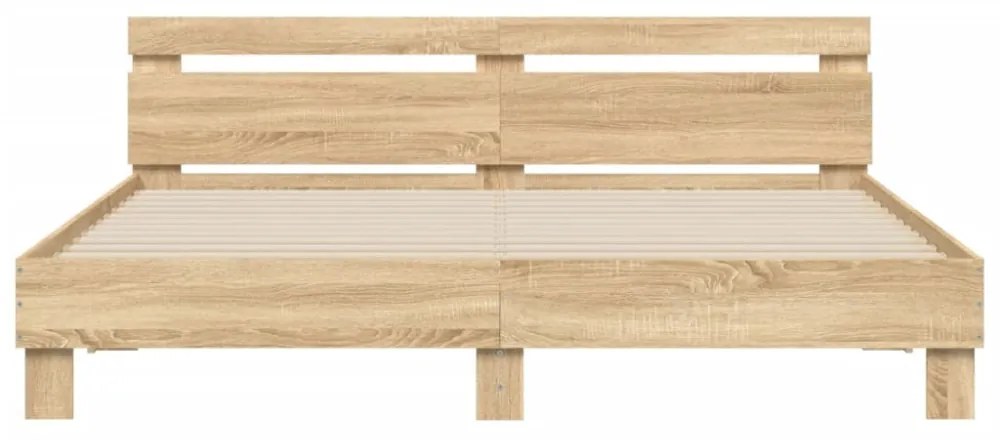 sonoma tölgy színű ágykeret fejtámlával és LED-del 180 x 200 cm